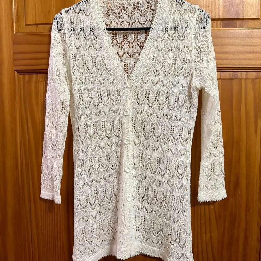 Beautiful vintage lace Cardigan Missing Size Tag! Measurements are a small! - Picture 1 of 4